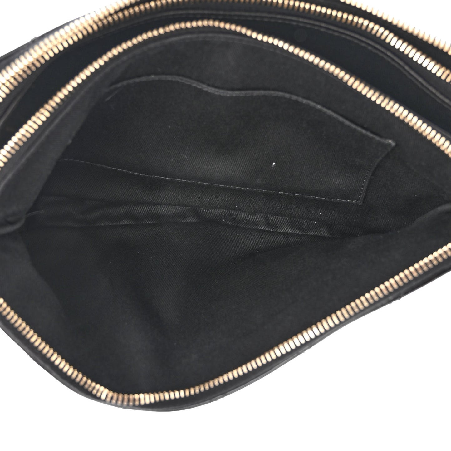 Patent Quilted Crown CC Double Zip Bag Black