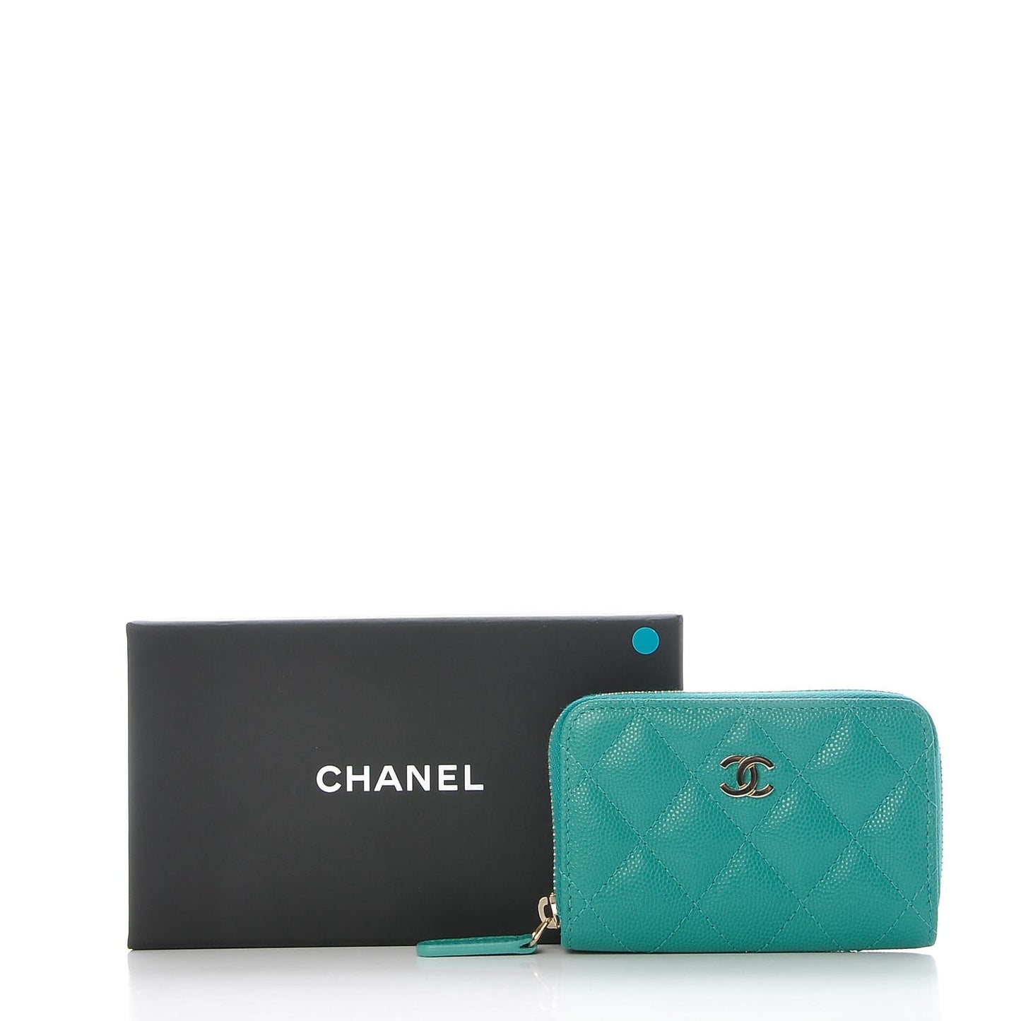 Caviar Quilted Zip Coin Purse Turquoise