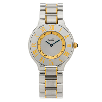 Cartier Stainless Steel 18K Yellow Gold 31mm Must De 21 Quartz Watch 1 of 4