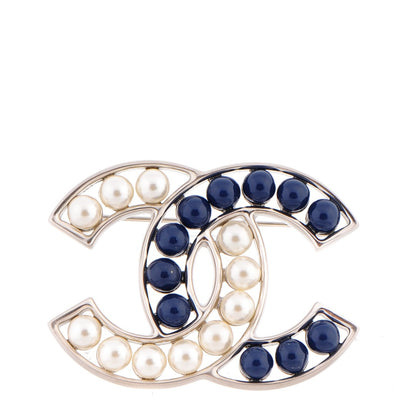 Chanel Pearl CC Brooch Blue Silver 1 of 5
