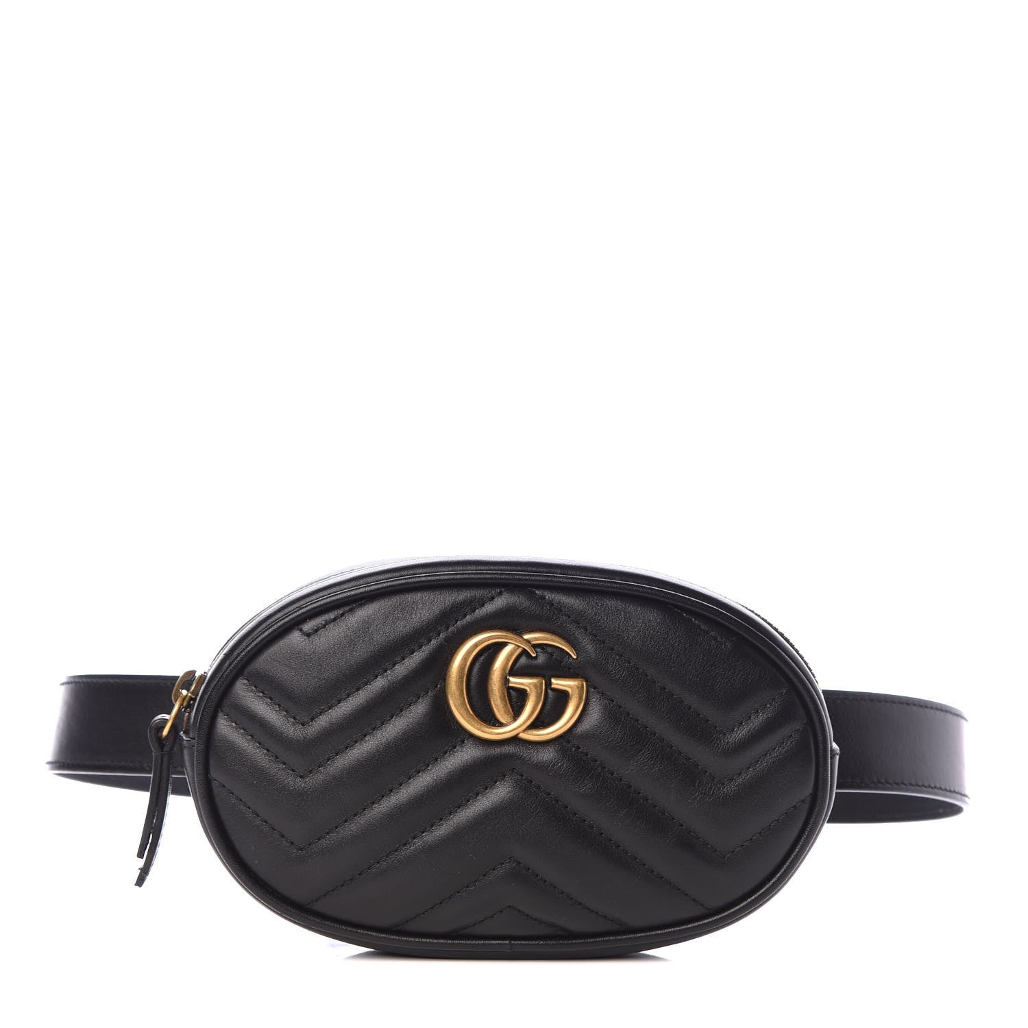 Gucci Calfskin Matelasse GG Marmont Belt Bag 75 30 Black 1 of 7