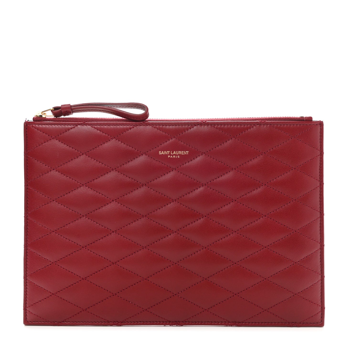Lambskin Monogram Sade Zip Pouch Rouge Opyum