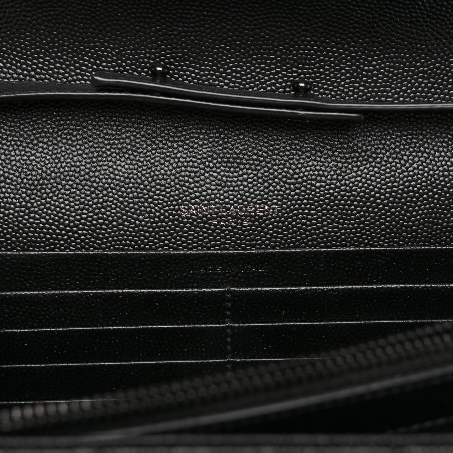 Grain De Poudre Matelasse Chevron Monogram Monochrome Chain Wallet Black