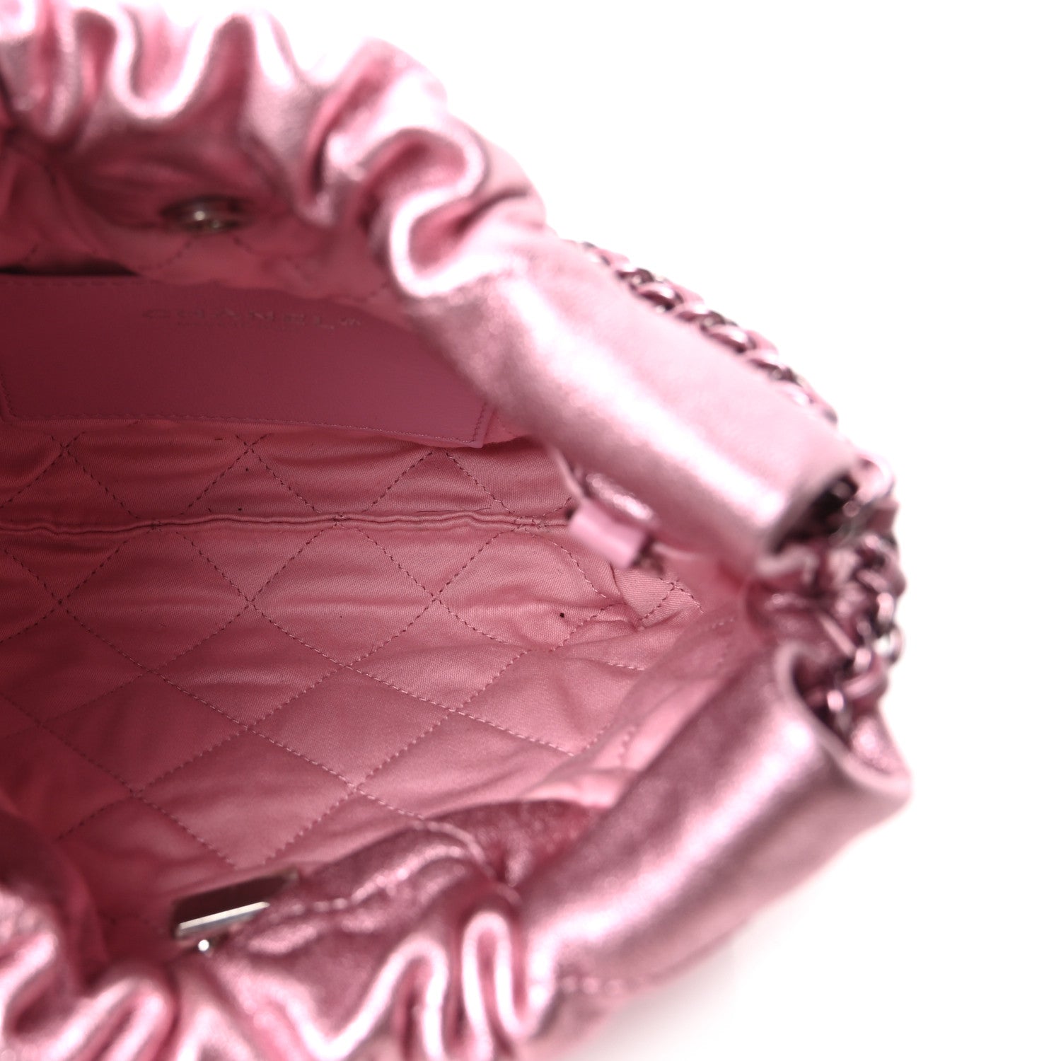 Chanel Metallic Lambskin Lacquered Monochrome Quilted Mini Chanel 22 Pink 4 of 9