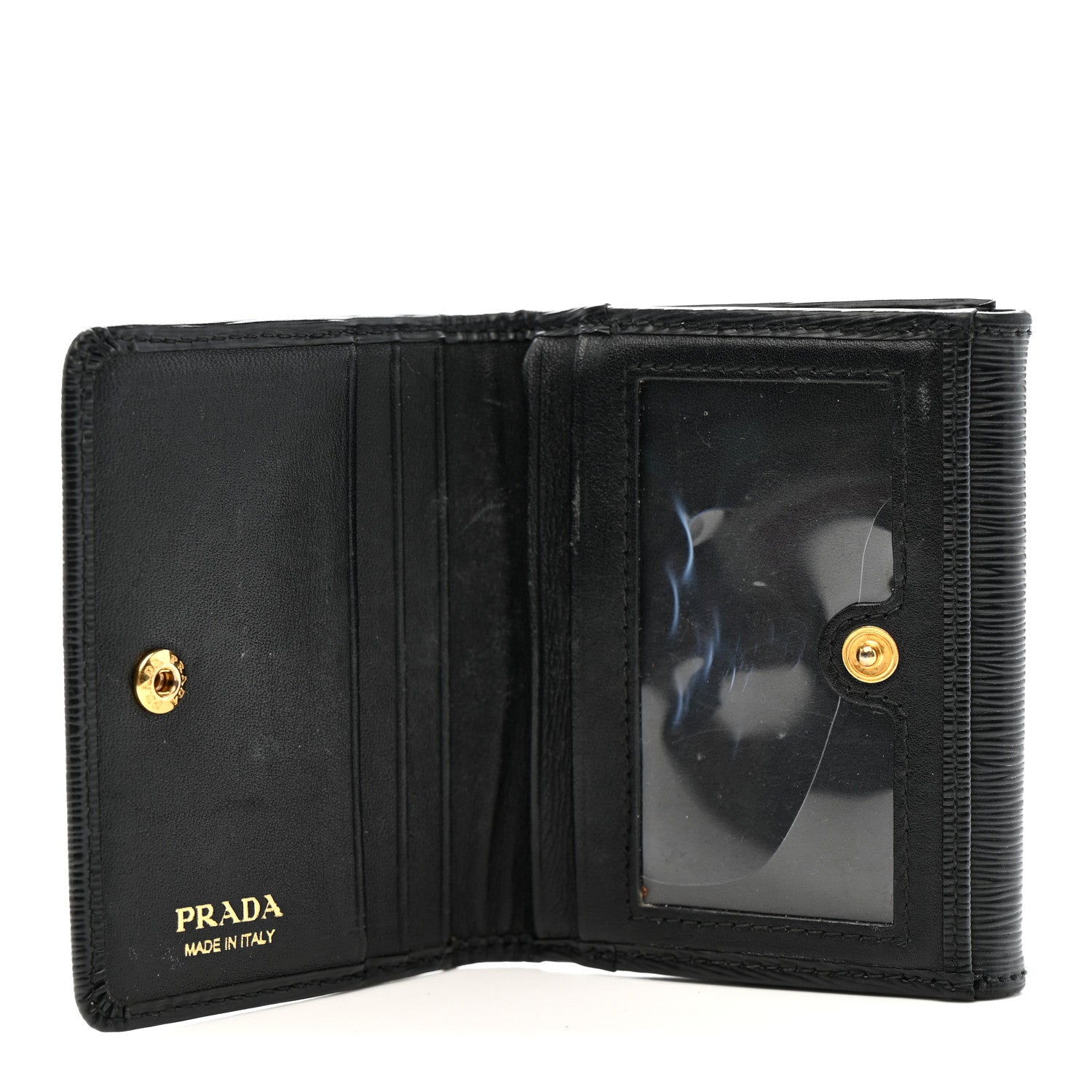 Prada Vitello Move Metal Bi-Fold Wallet Black 5 of 12