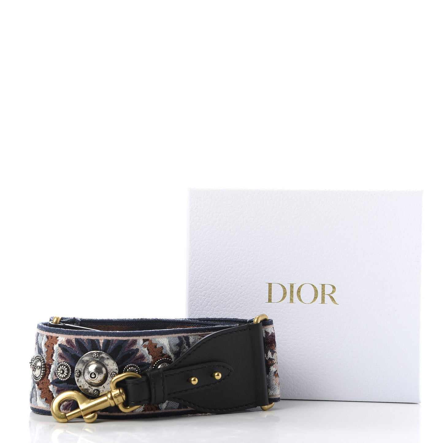 Canvas Embroidered Studded KaleiDiorscopic Shoulder Strap Multicolor