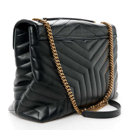 Saint Laurent Calfskin Y Quilted Monogram Large Loulou Chain Satchel Black 3 of 11