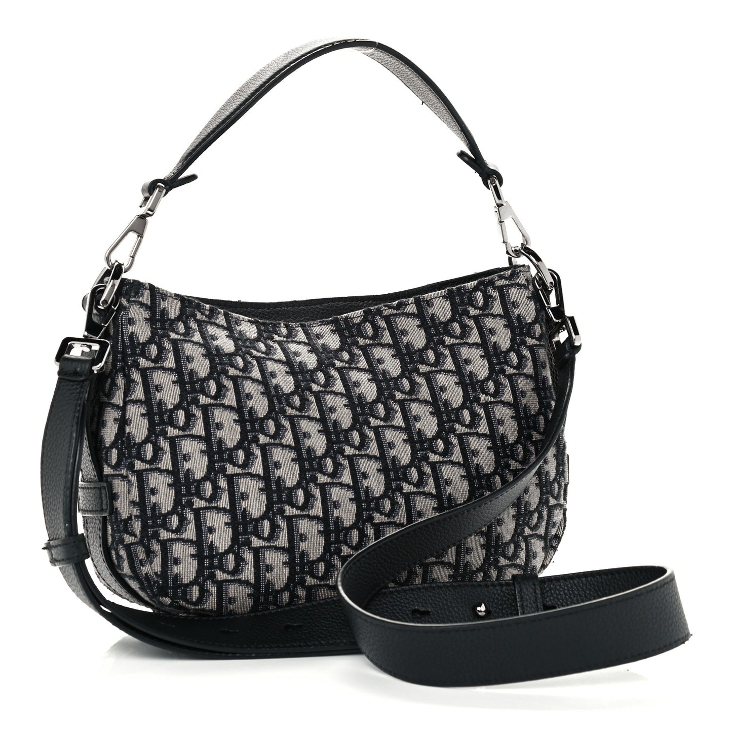 Oblique Mini Soft Saddle Bag Beige Black