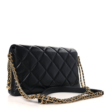Chanel Lambskin Quilted Crush on Chains Flap Bag Black 3 of 9