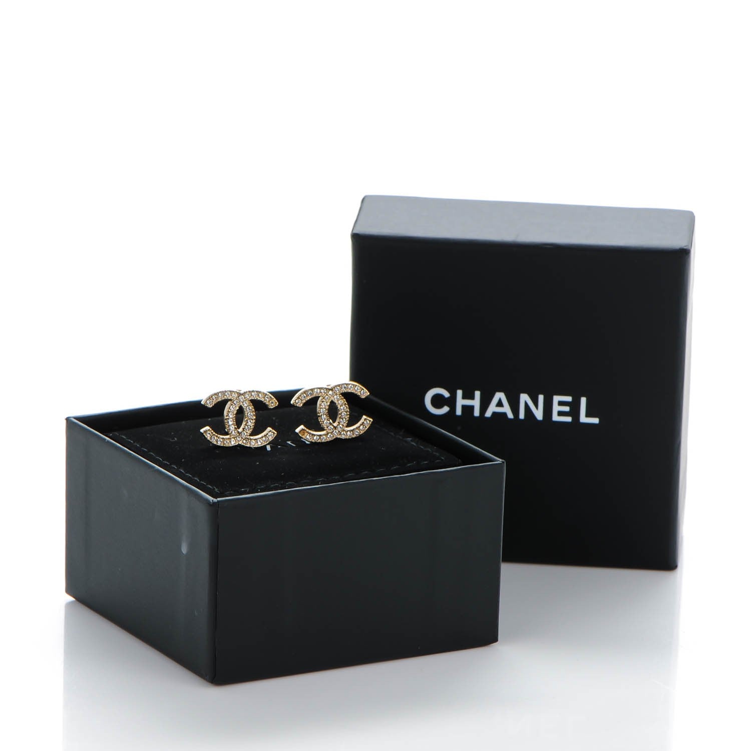 Chanel Crystal CC Earrings Gold 8 of 8