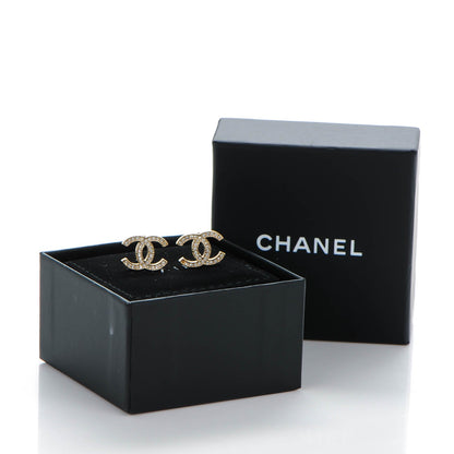 Chanel Crystal CC Earrings Gold 8 of 8