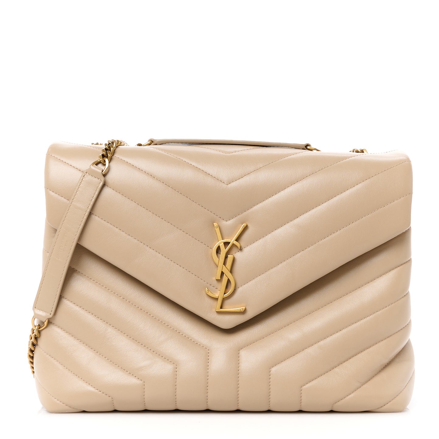 Calfskin Y Quilted Monogram Medium Loulou Chain Satchel Dark Beige