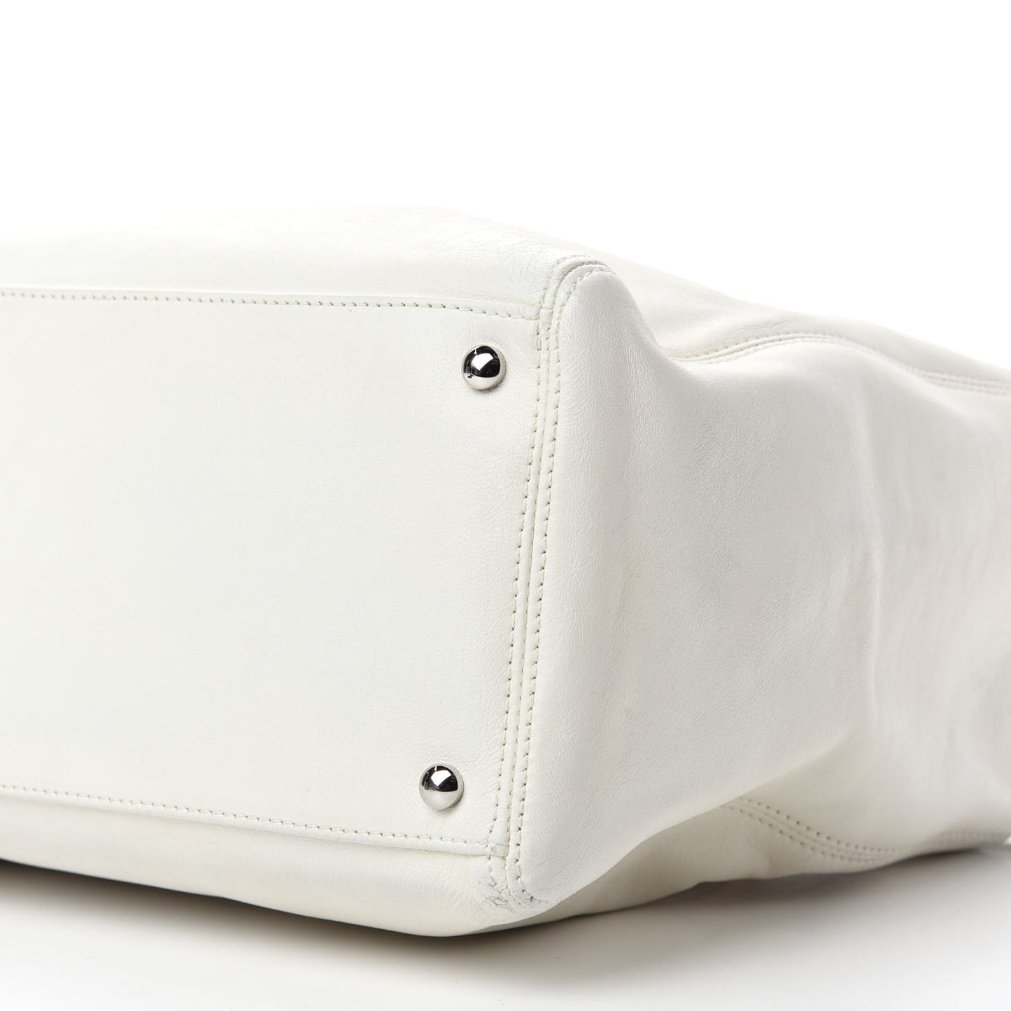 Lambskin Executive Cerf Shopper Tote White