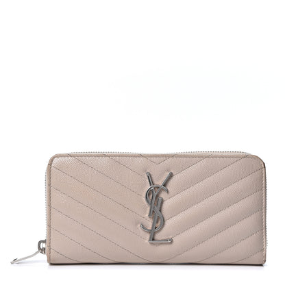 Saint Laurent Grain De Poudre Matelasse Chevron Monogram Zip Around Wallet Rose Poudre 1 of 8