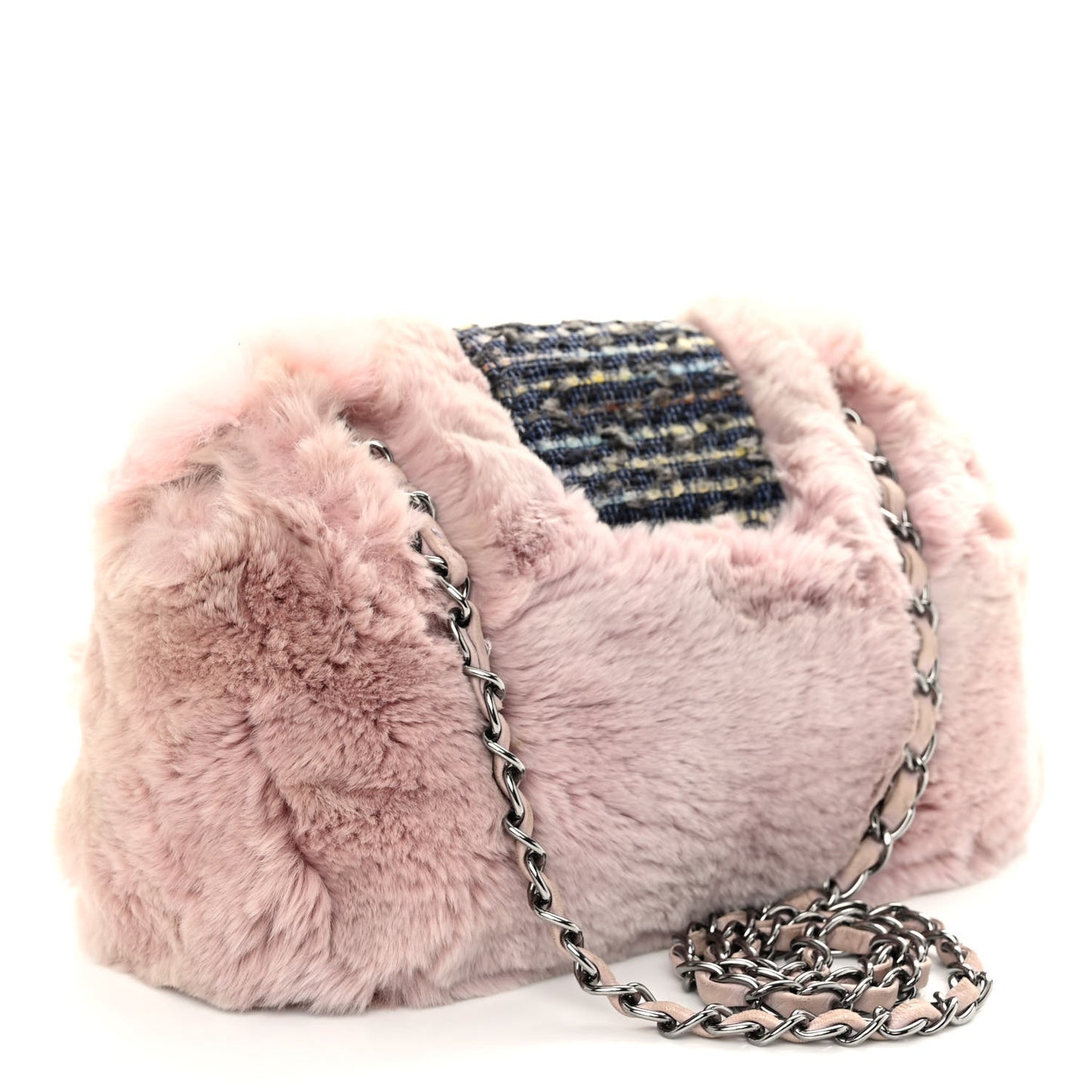 Rabbit Fur Tweed Lizard Small Fantasy Flap Pink