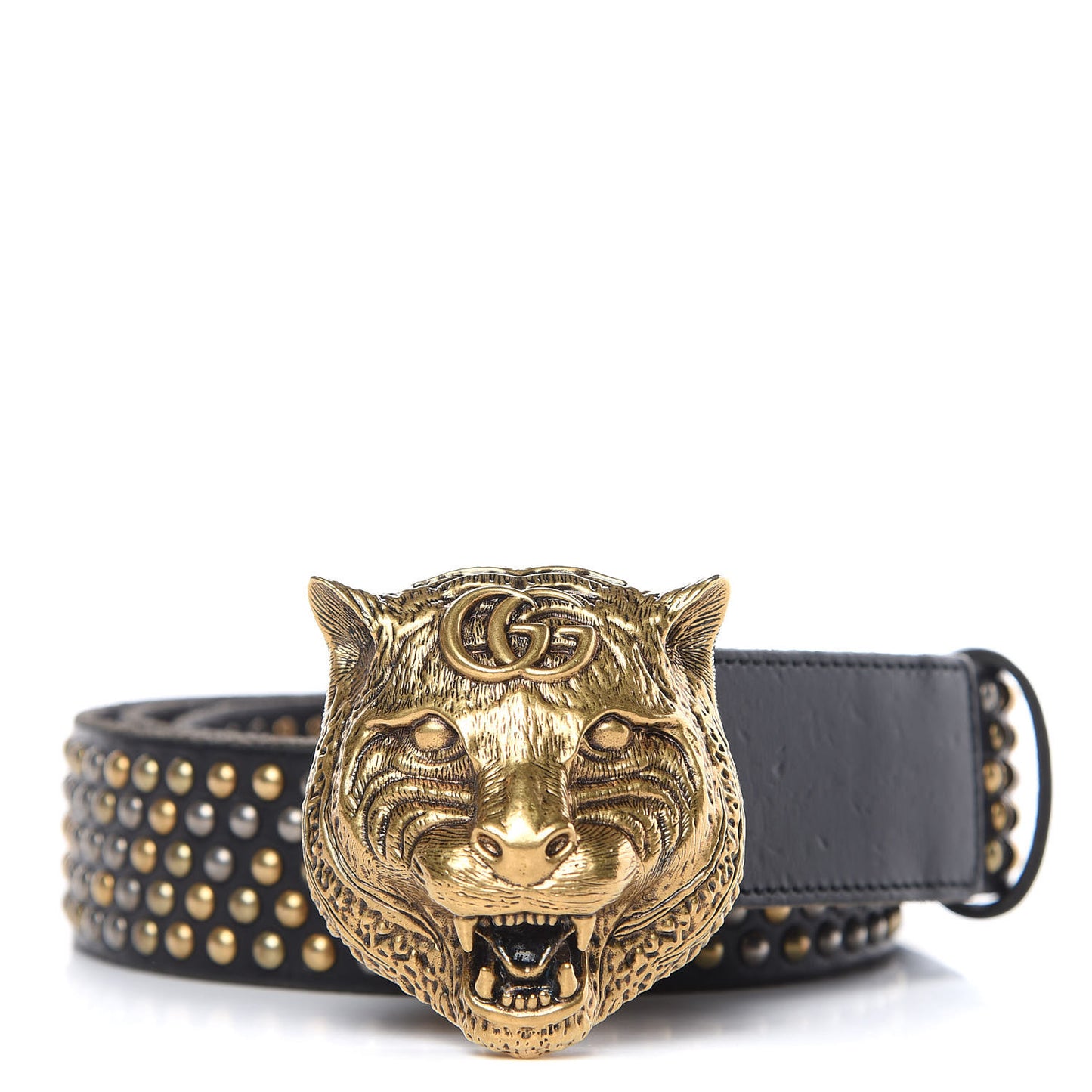 Calfskin Studded Feline Belt 100 40 Black