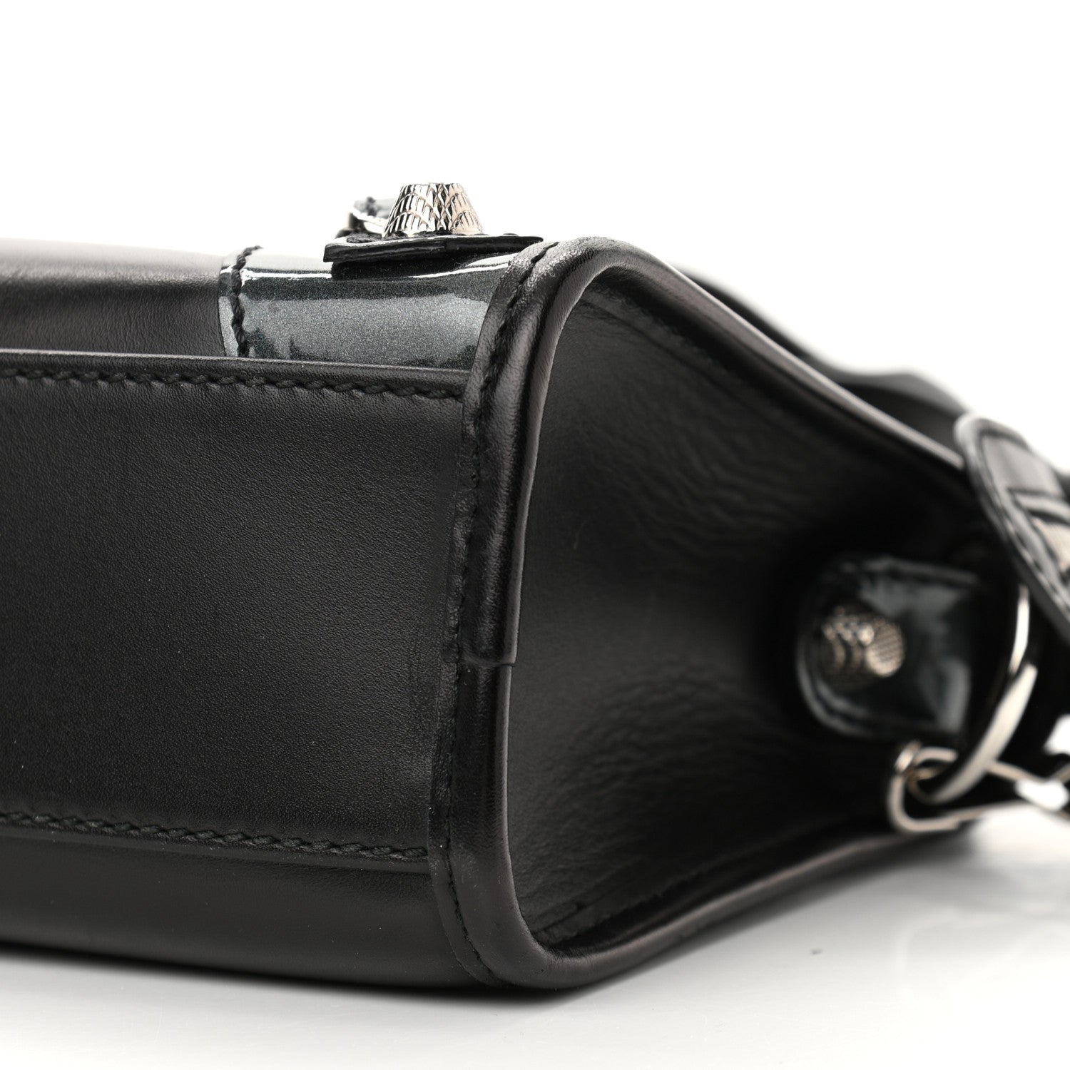 Balenciaga Smooth Calfskin Metallic Patent Giant 12 Silver Hardware Mini City Black Gris 10 of 10