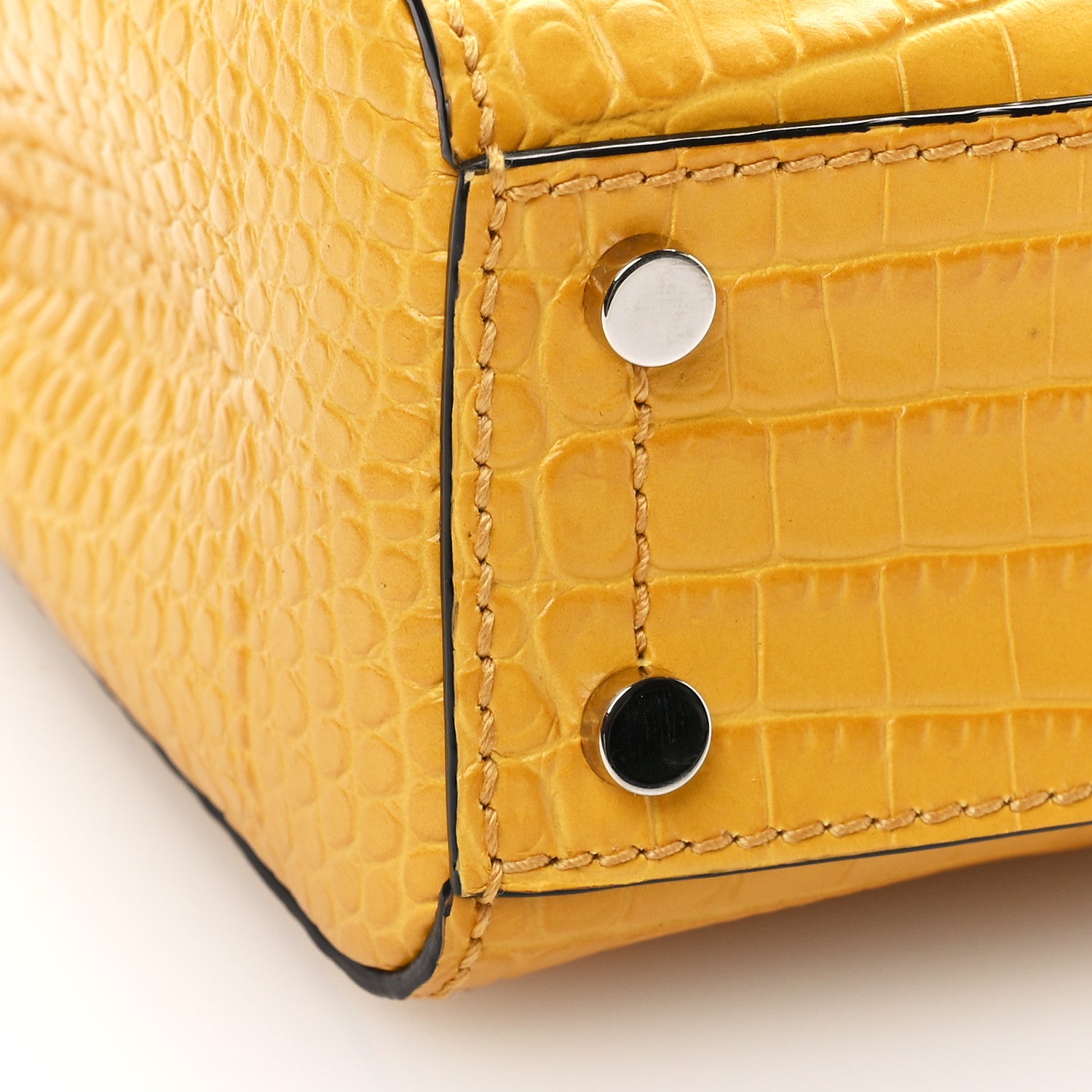 Jimmy Choo Calfskin Crocodile Embossed Mini Varenne Top Handle Yellow 8 of 9