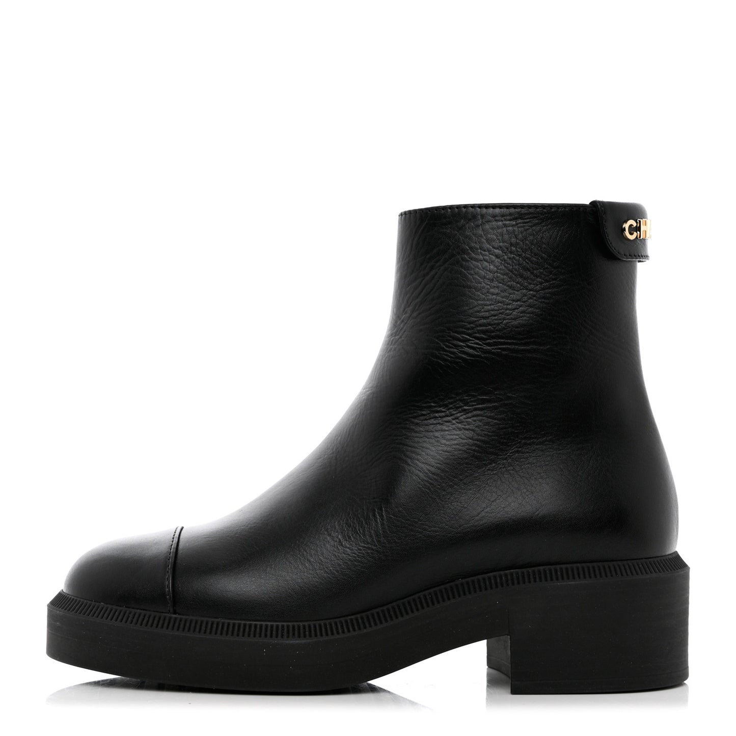 Calfskin Logo Boots 35 Black