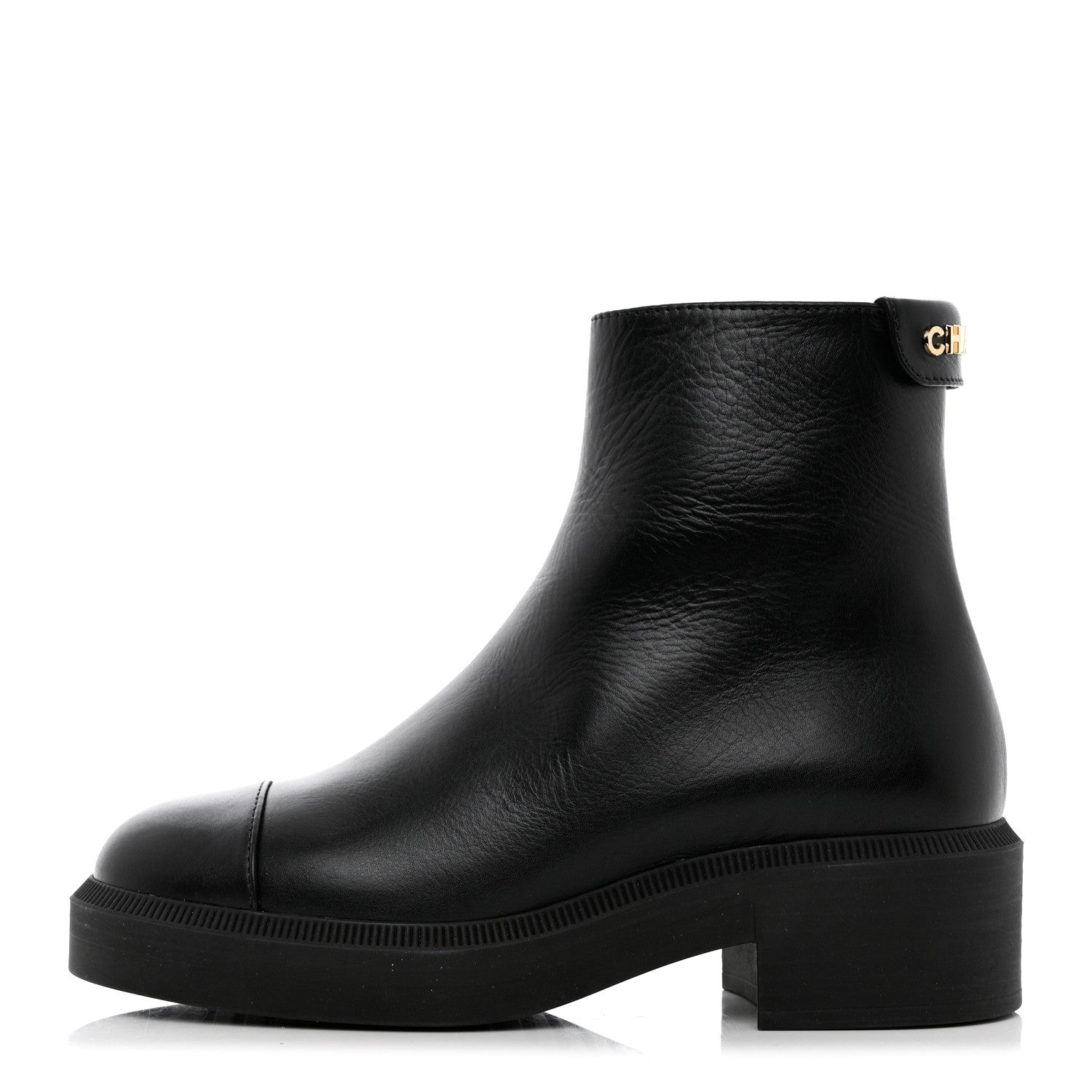 Chanel Calfskin Logo Boots 35 Black 1 of 13