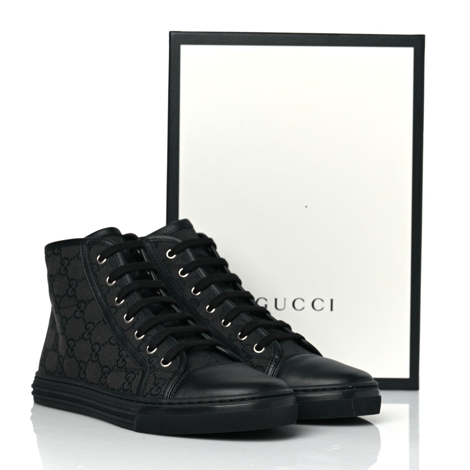 Gucci Monogram High Top Sneakers 37.5 Black 9 of 9
