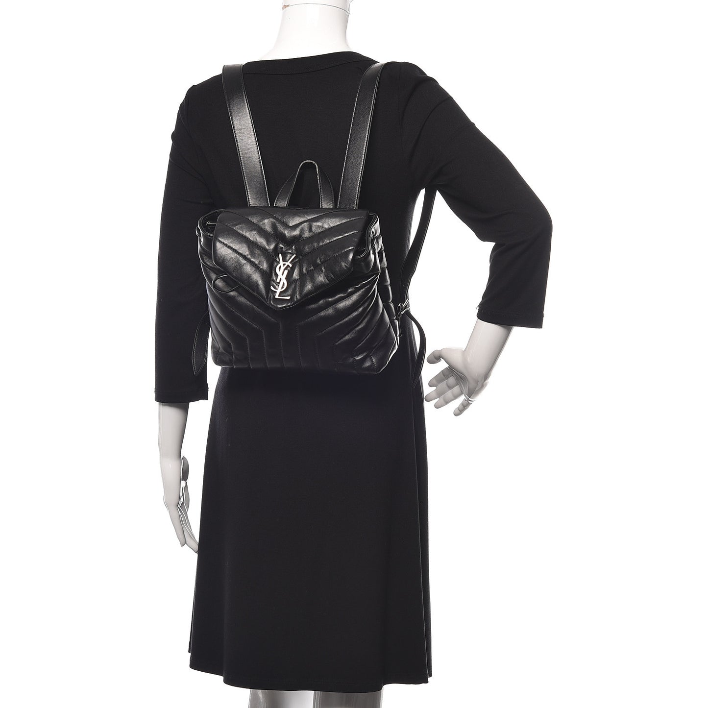 Calfskin Y Quilted Monogram Small Loulou Backpack Black