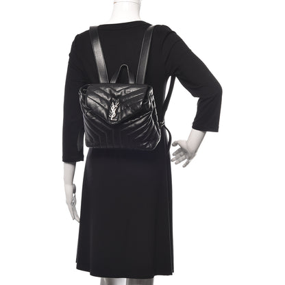Saint Laurent Calfskin Y Quilted Monogram Small Loulou Backpack Black 2 of 12