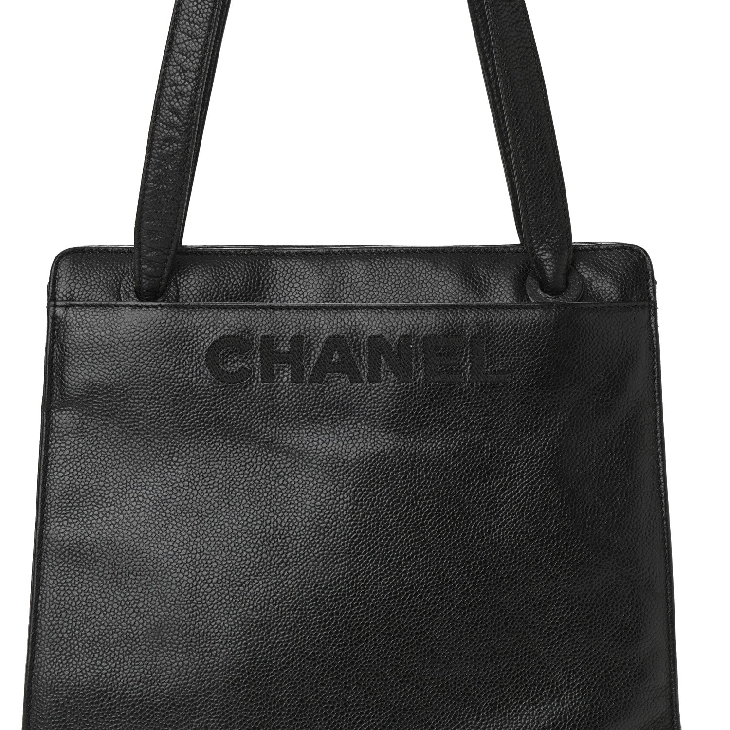 Chanel Caviar Embroidered Logo Shoulder Bag Black 12 of 12
