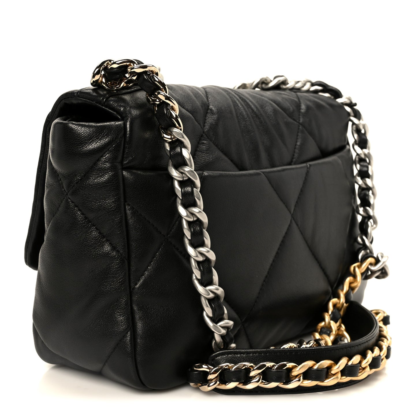Lambskin Quilted Medium Chanel 19 Flap Black