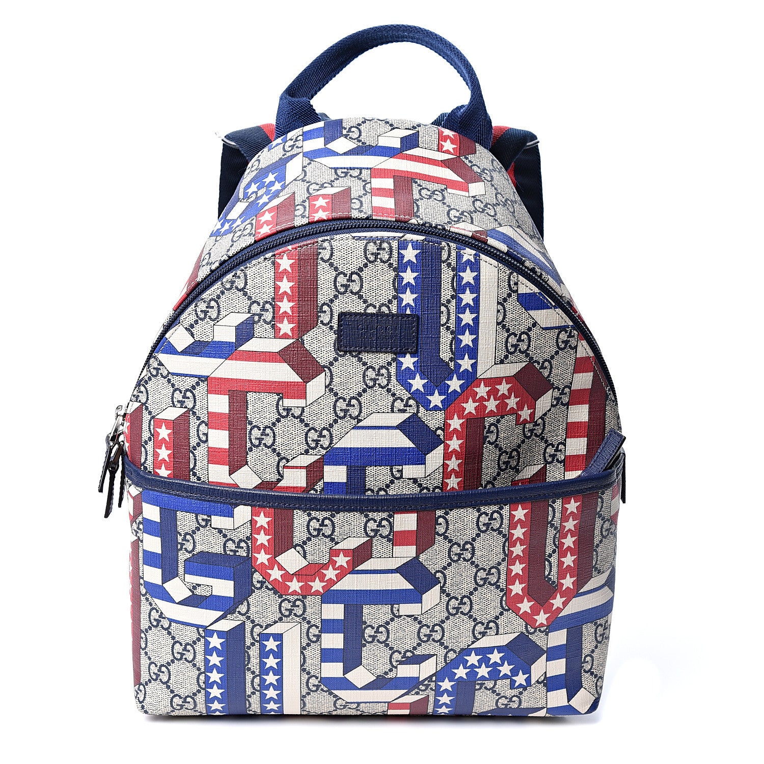 Gucci GG Supreme Monogram Children's Backpack Red White Blue 1 of 9