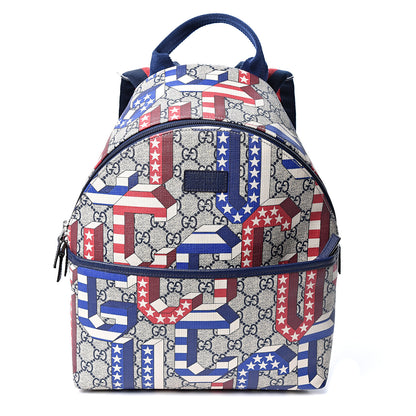 Gucci GG Supreme Monogram Children's Backpack Red White Blue 1 of 9