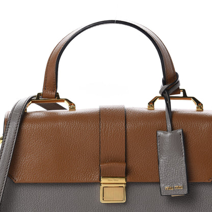 Miu Miu Goatskin Bandoliera Madras Bi-Color Shoulder Bag Grey and Brown 9 of 9