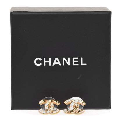 Chanel Metal CC Paris Button Stud Earrings Gold 5 of 5