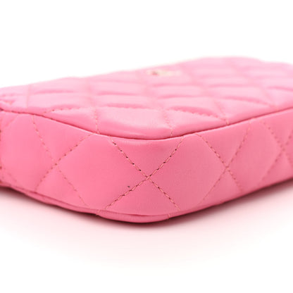 Chanel Lambskin Quilted Small Clutch With Chain Pink 10 of 12