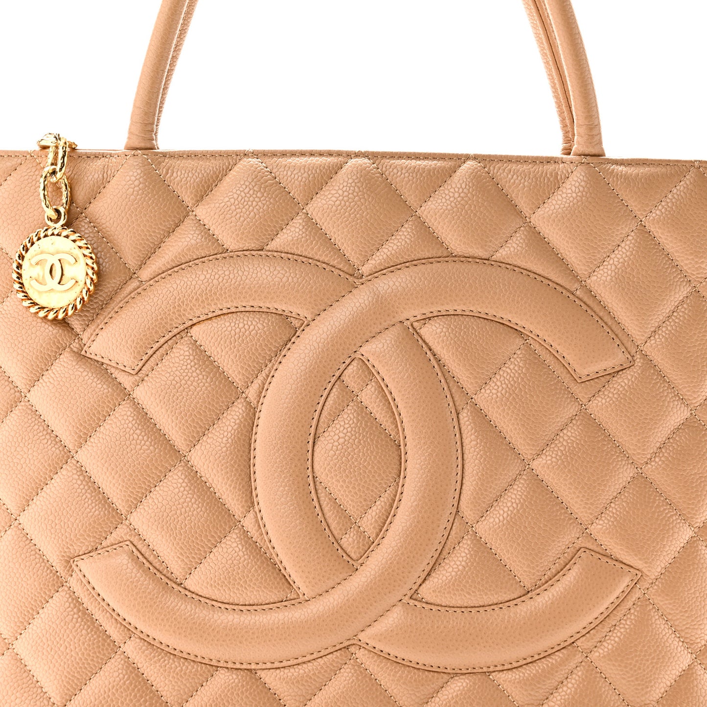 Caviar Quilted Medallion Tote Beige
