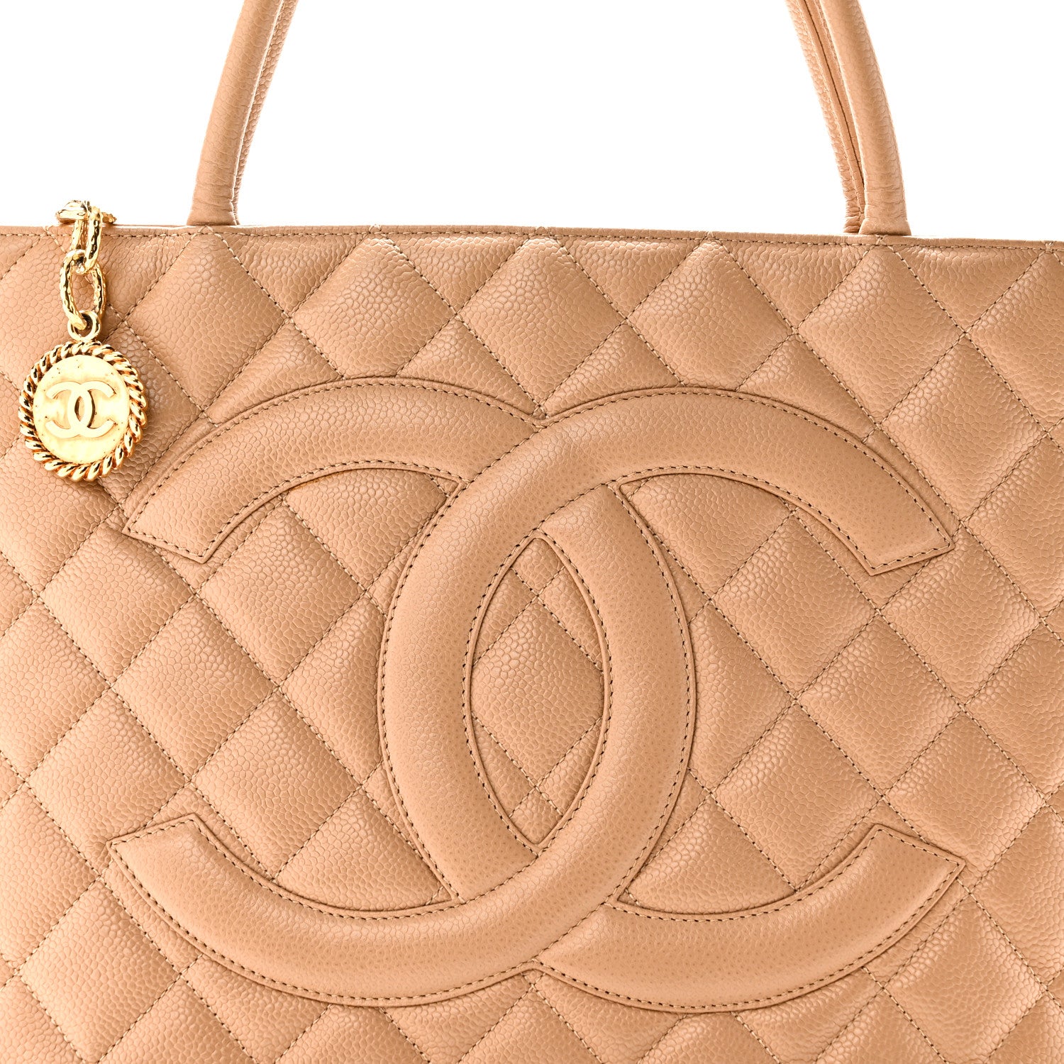 Chanel Caviar Quilted Medallion Tote Beige 8 of 10