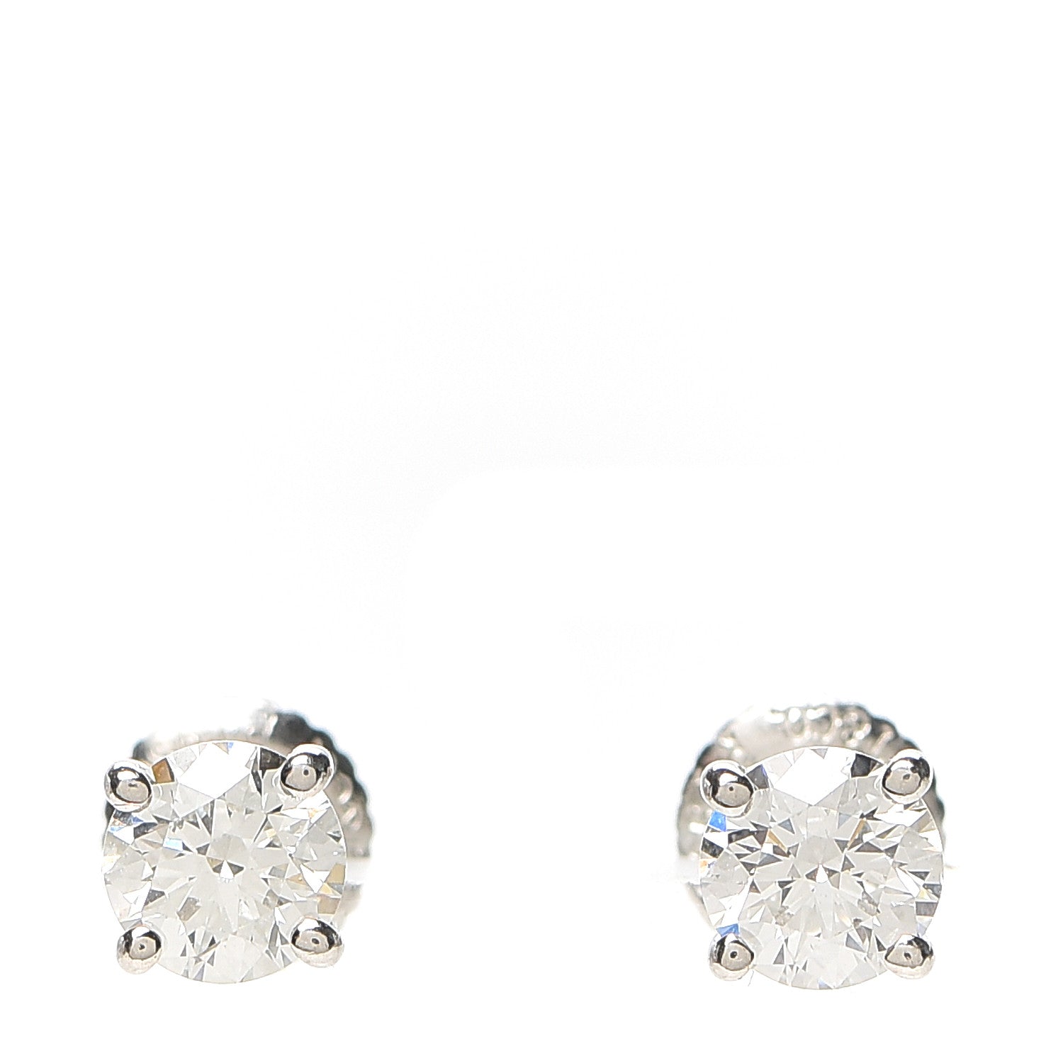 Tiffany Platinum Diamond .92ctw Round Solitaire Earrings 1 of 5
