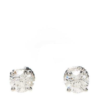 Tiffany Platinum Diamond .92ctw Round Solitaire Earrings 1 of 5