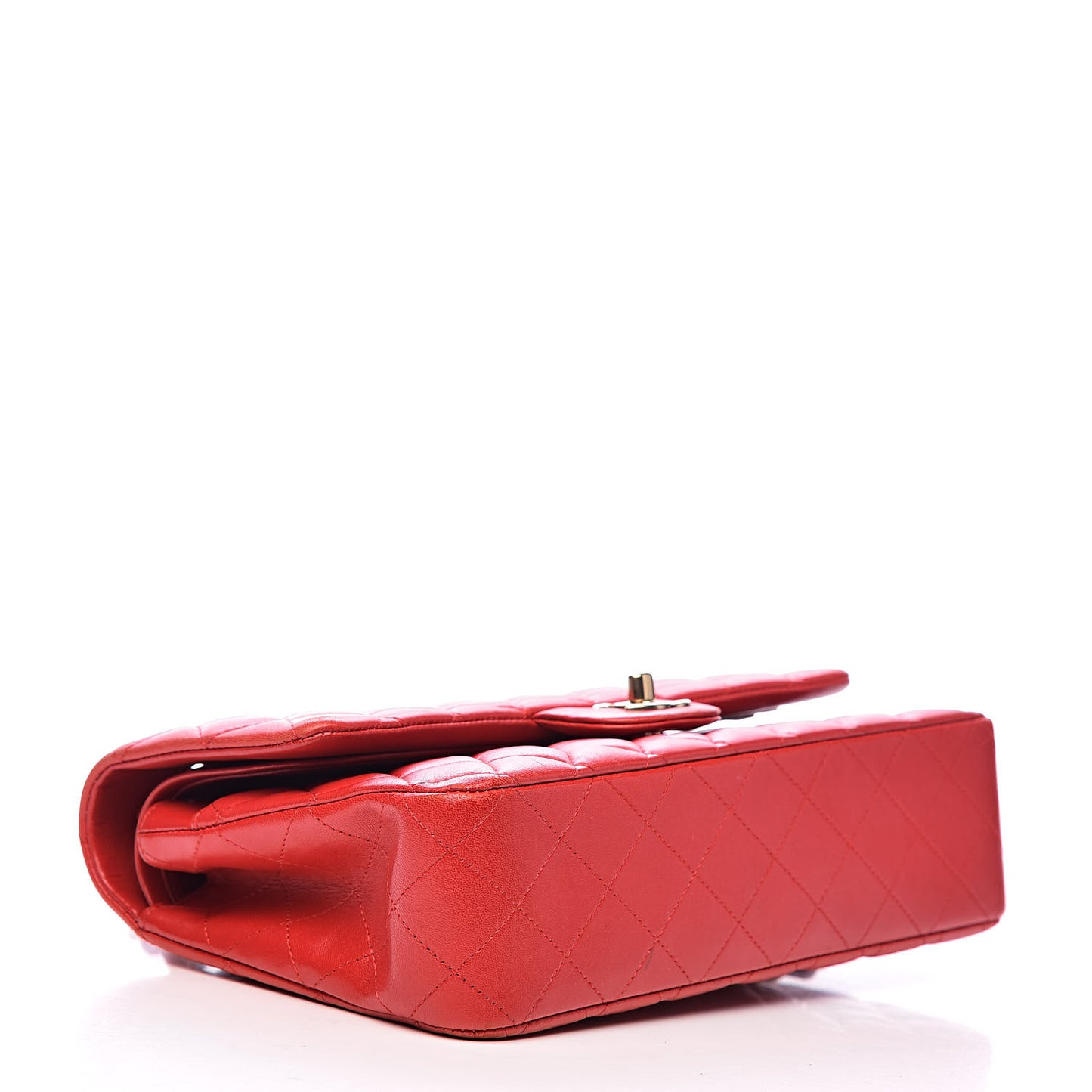 Lambskin Quilted Medium Double Flap Red