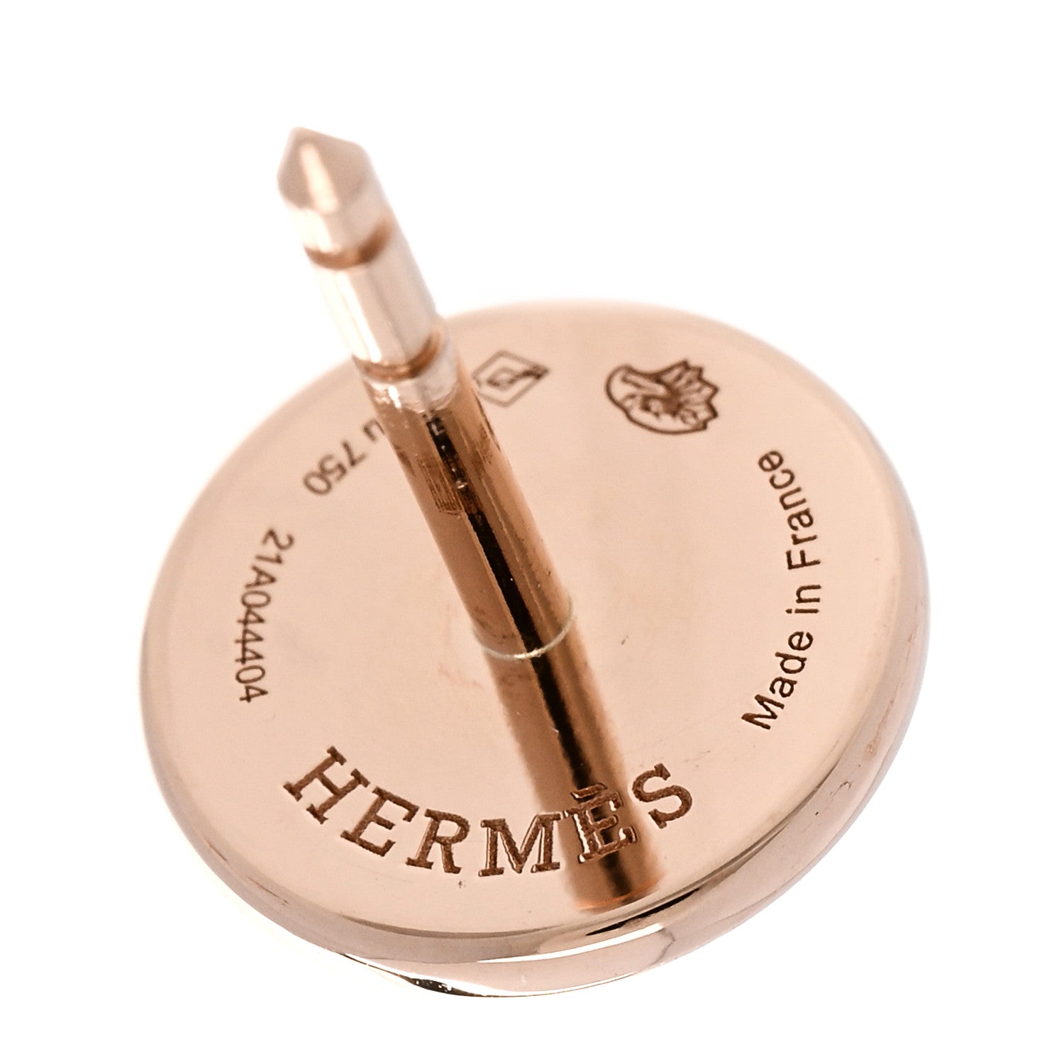 Hermes 18K Rose Gold TPM Ex-Libris Stud Earrings 4 of 5