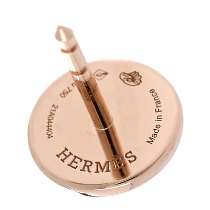 Hermes 18K Rose Gold TPM Ex-Libris Stud Earrings 4 of 5