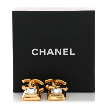 Chanel Large Crystal CC Drop Earrings Gold 5 of 5