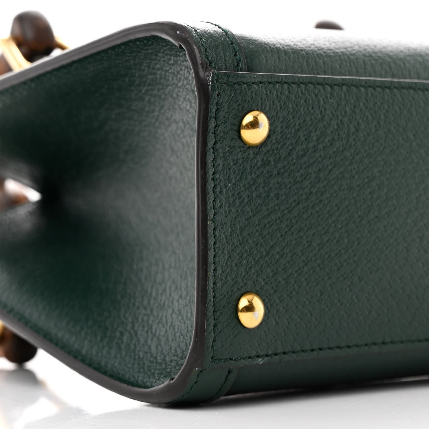 Gucci Textured Dollar Calfskin Web Mini Diana Tote Bag Green 9 of 10
