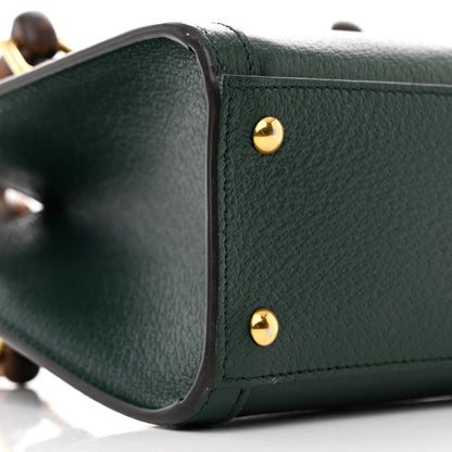 Gucci Textured Dollar Calfskin Web Mini Diana Tote Bag Green 9 of 10