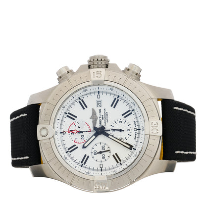 Breitling Stainless Steel Fabric 48mm Super Avenger Chronograph Automatic Watch White A13375 2 of 5