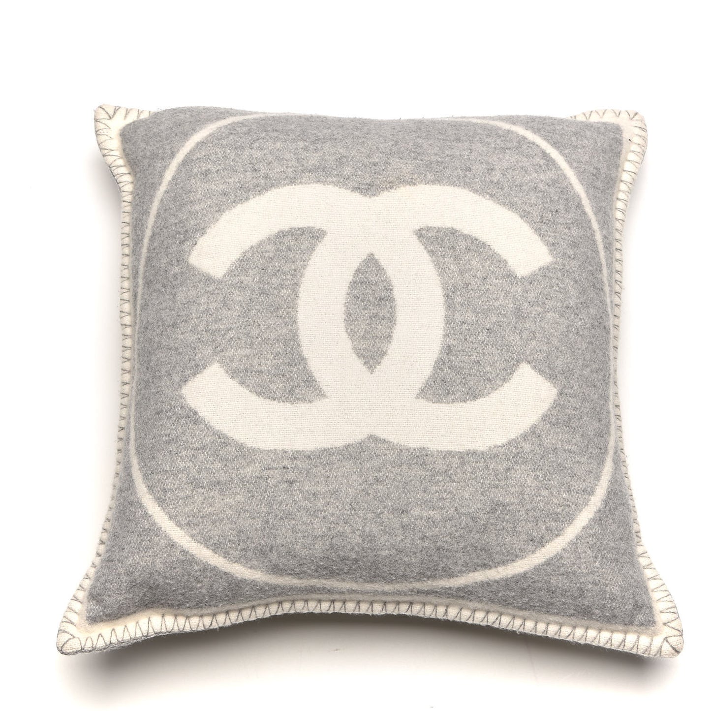 Merino Wool Cashmere CC Pillow Grey Off White