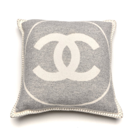 Chanel Merino Wool Cashmere CC Pillow Grey Off White 5 of 7
