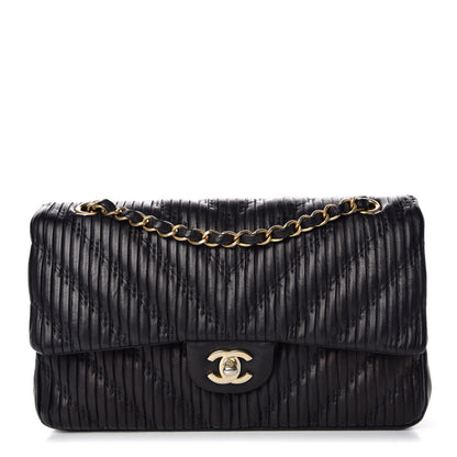 Chanel Calfskin Coco Pleats Medium Double Flap Black 1 of 9