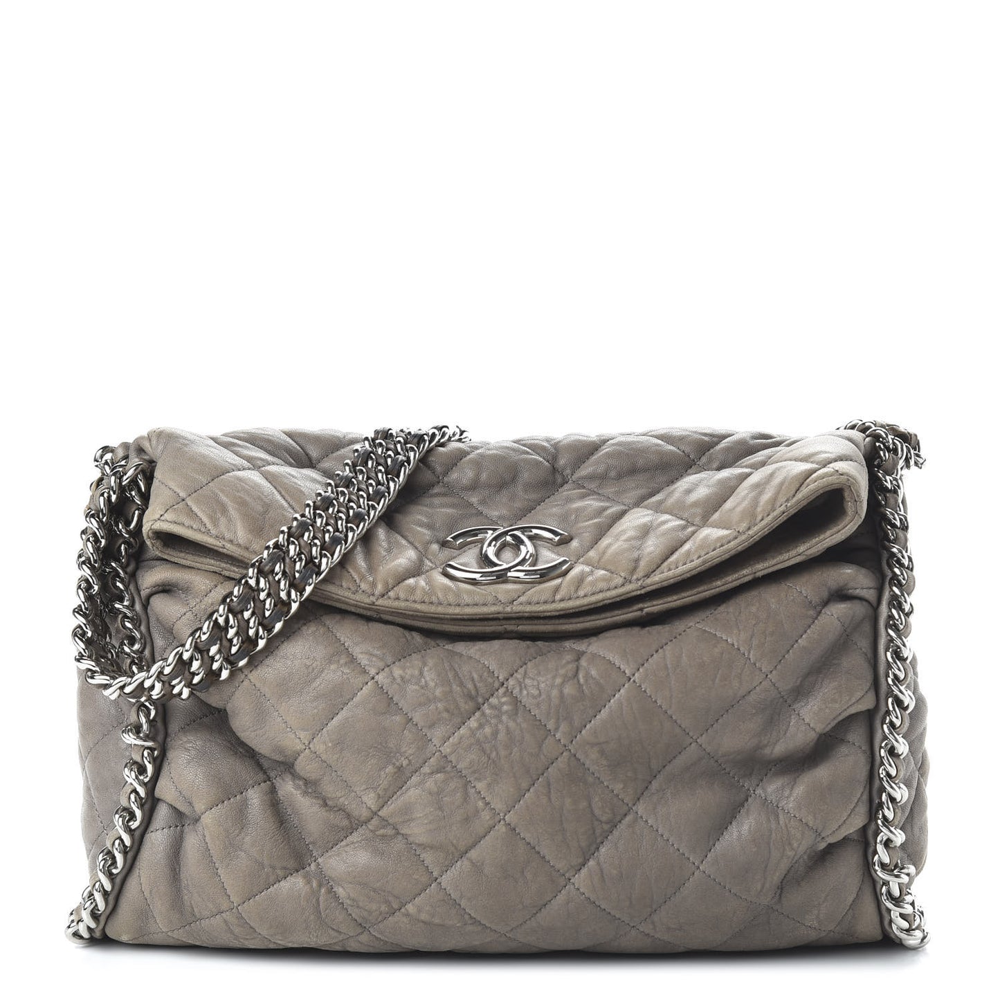 Washed Lambskin Chain Around Hobo Taupe