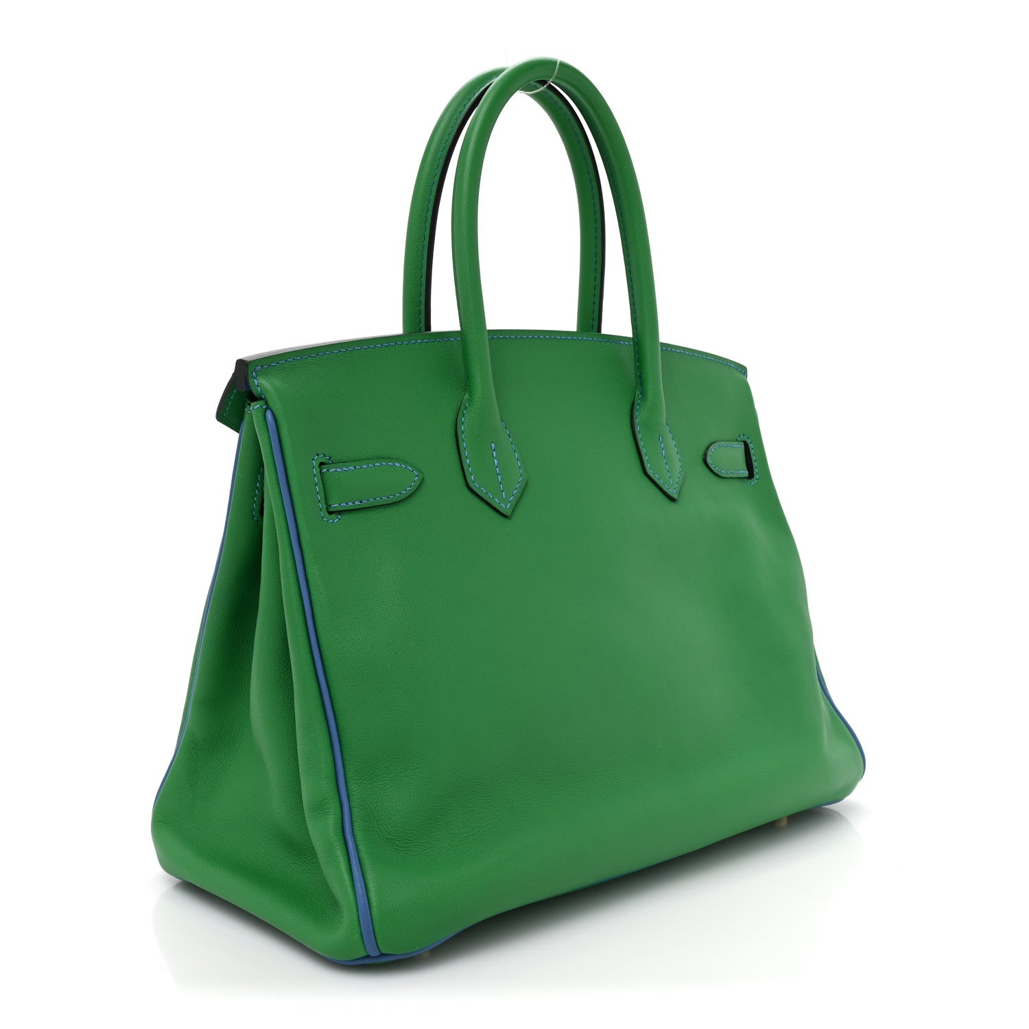 Hermes Swift Horseshoe Birkin 30 Vert Vertigo Bleu Hydra 3 of 12